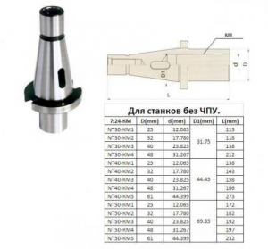 Втулка переходная с хв-ком 7:24-50 на КМ5 с отверстием под клин для станков без ЧПУ "CNIC" (50-MS5)